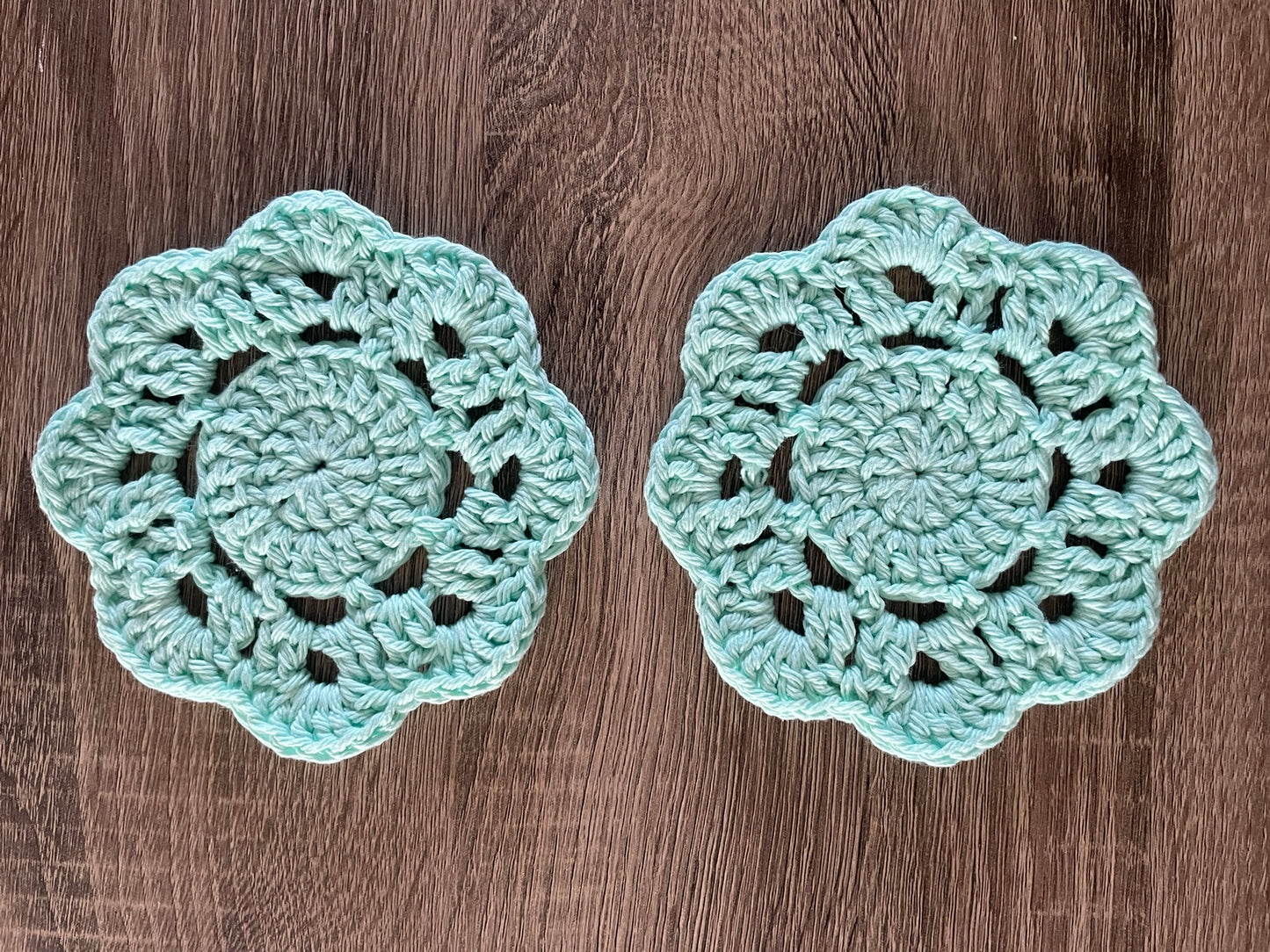 Handcrafted Crochet Flower Coasters | Unique Home Decor | Icy Blue