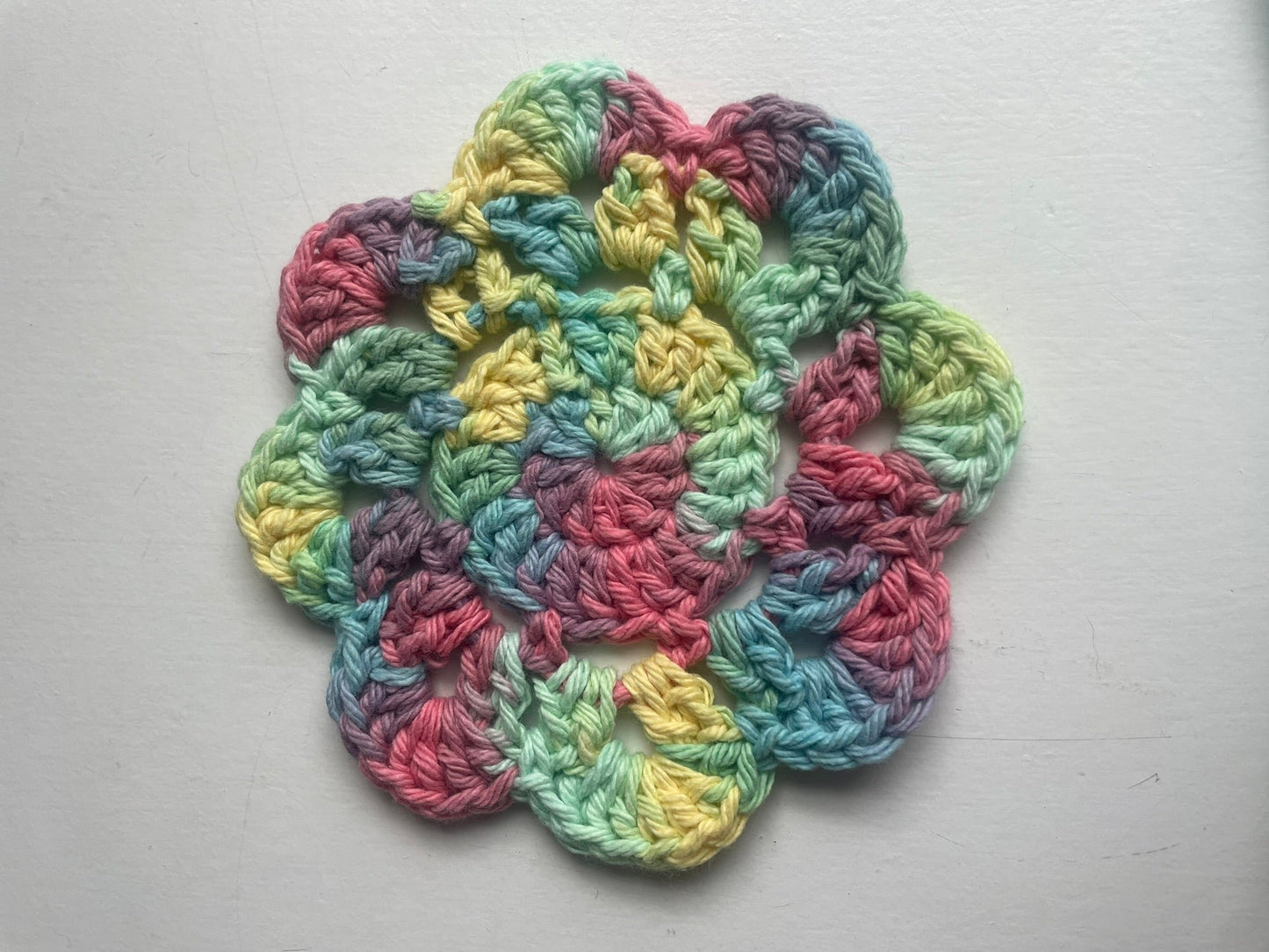 Handcrafted Crochet Flower Coasters | Unique Home Decor | Vibrant Rainbow