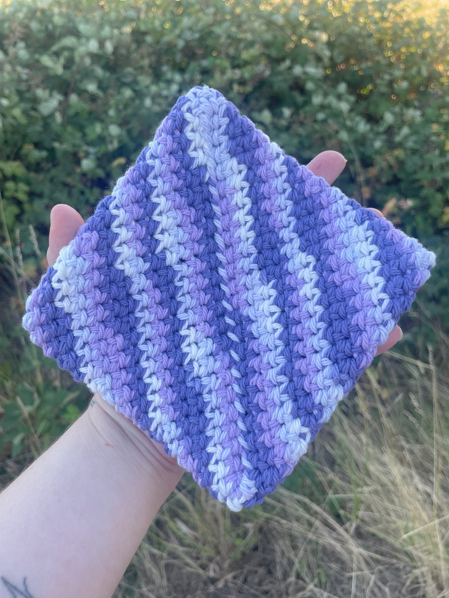 Double-Thick Cotton Crochet Potholders | Purple | Multicolored