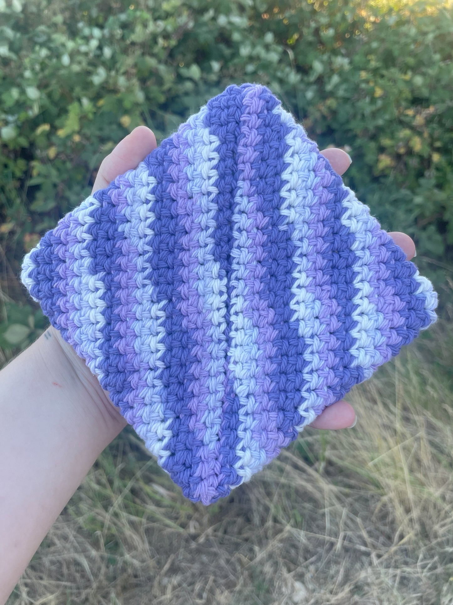 Double-Thick Cotton Crochet Potholders | Purple | Multicolored