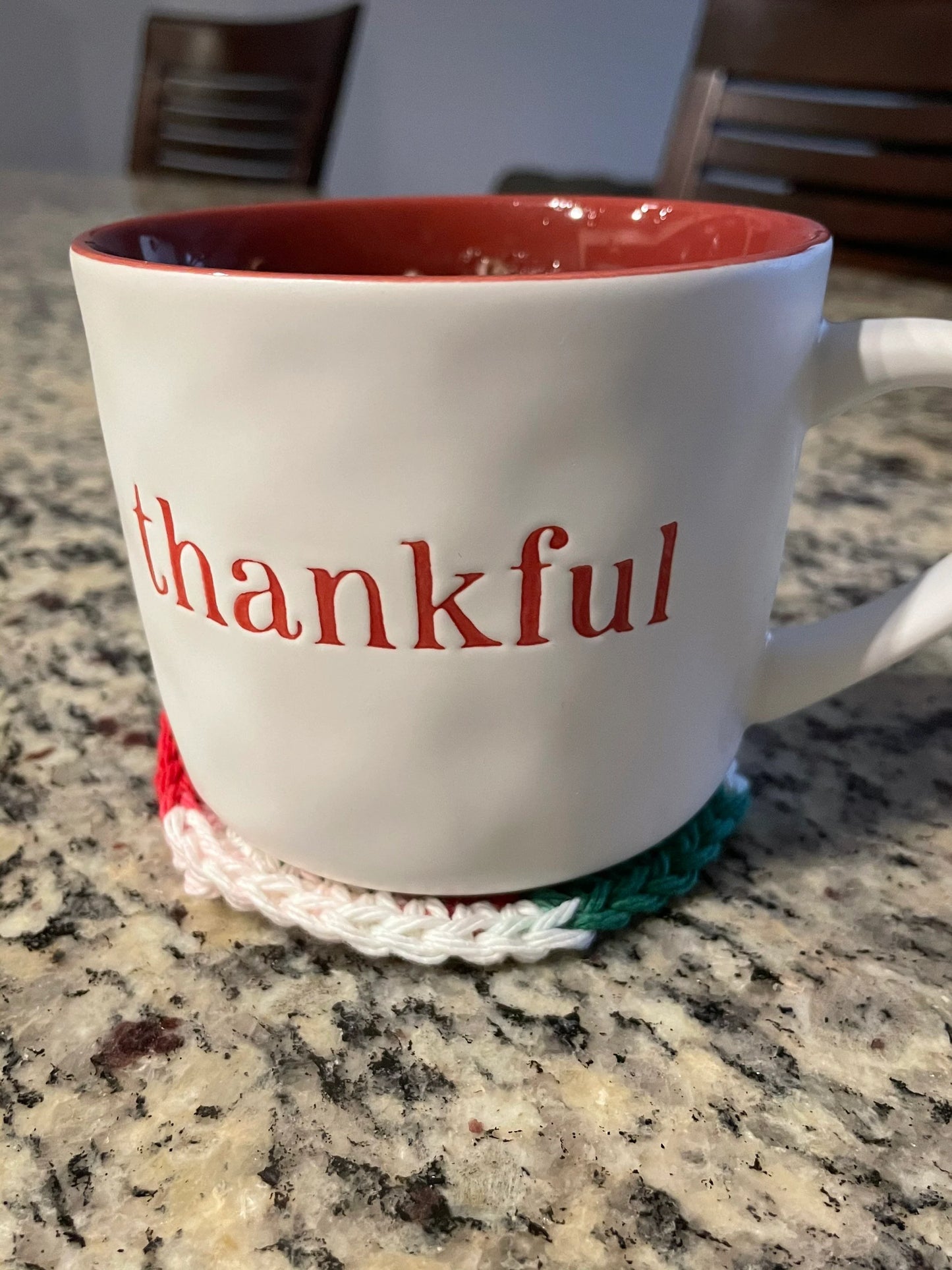 Handmade Cotton Christmas Coasters – Festive Red, Green, and White