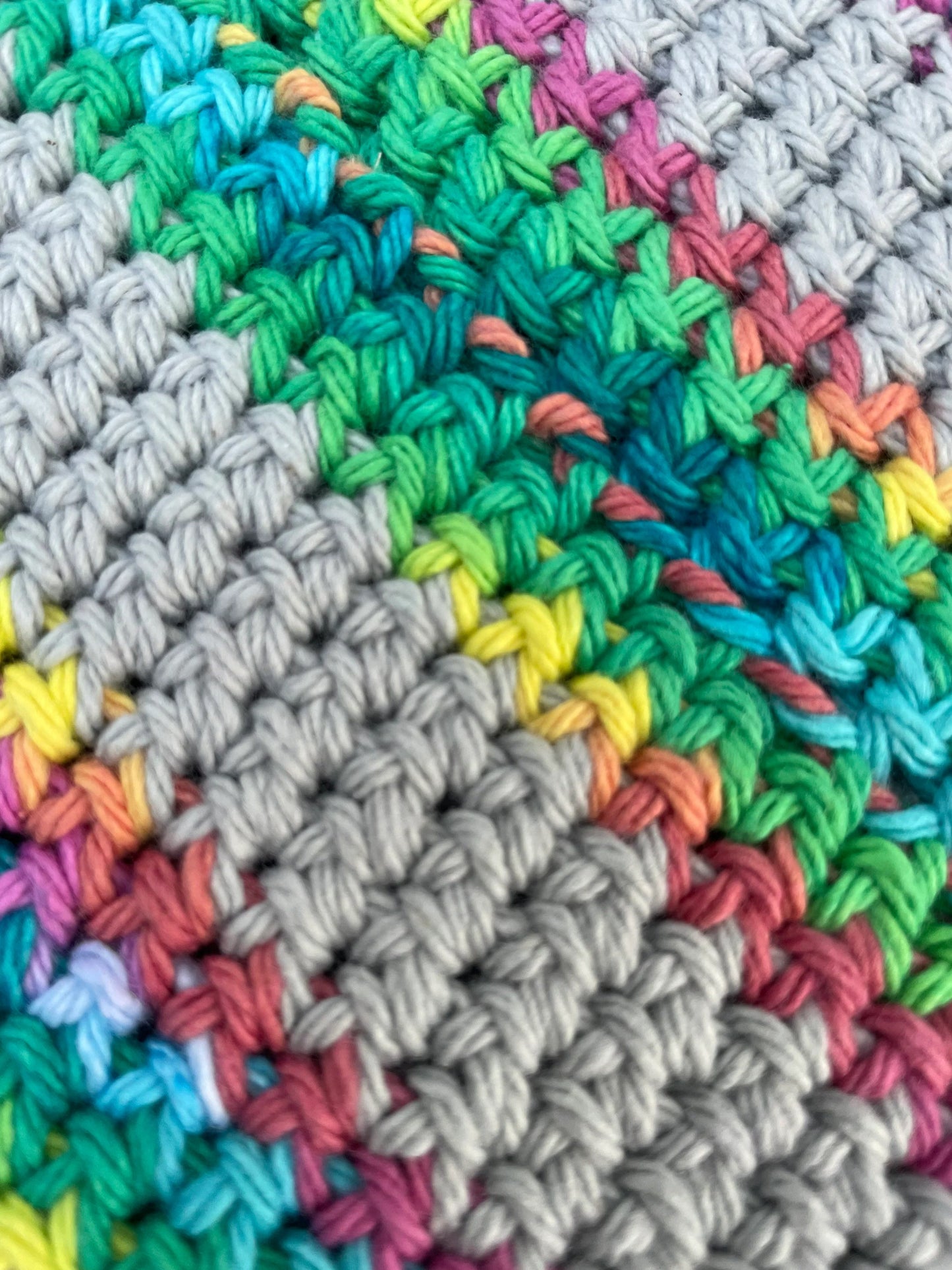 Double-Thick Cotton Crochet Potholder | Rainbow Striped