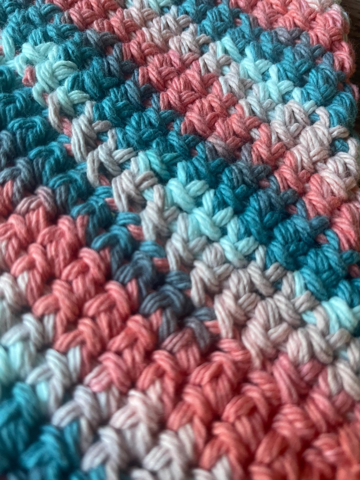 Double-Thick Cotton Crochet Potholder | Pink and Blue