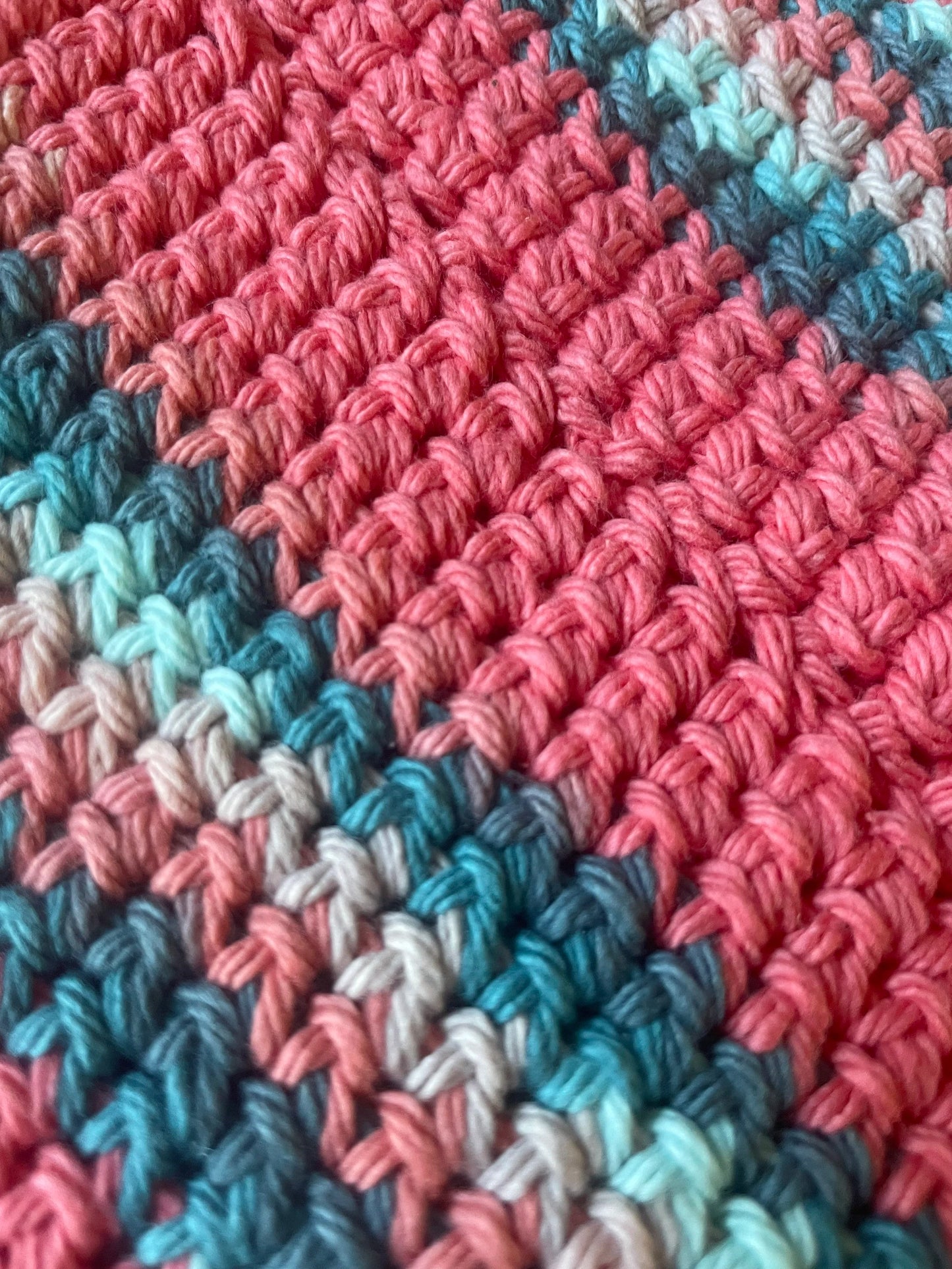 Double-Thick Cotton Crochet Potholder | Pink and Blue